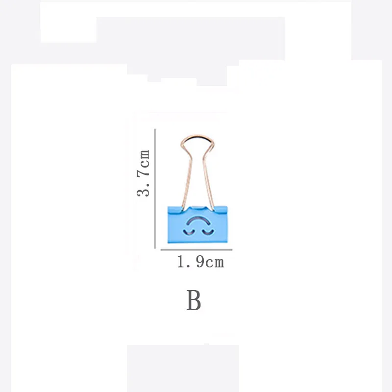 B 1.9cm X 3.7cm 5 шт./лот, металлические скрепки с милым смайликом, цветные скрепки для бумаги, большие и маленькие декоративные зажимы, органайзер для файлов, офисные и школьные принадлежности - Цвет: B 1.9cm X 3.7cm