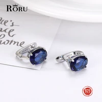 925 sterling silver earrings gemstone sapphire clip earrings womens fashion jewelry blue white lab diamond wedding earrings