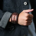 Vnox Шарм широкий кожаный браслет для мужчин в стиле Панк Плетеный Канат Wrap браслет мужской браслет ретро Viking Рождественские подарки ювелирные изделия