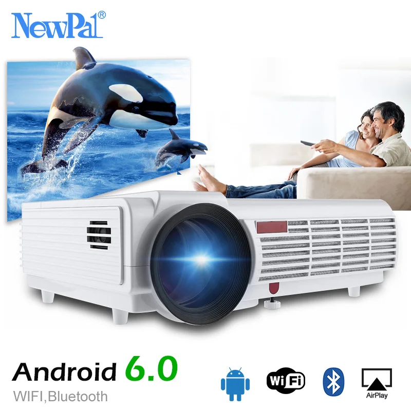 NewPal 3500 люмен Домашний проектор 3D LED96 с поддержкой Android 1920*1080P Bluetooth WIFI Full HD Проектор наверху С подарком включенным.