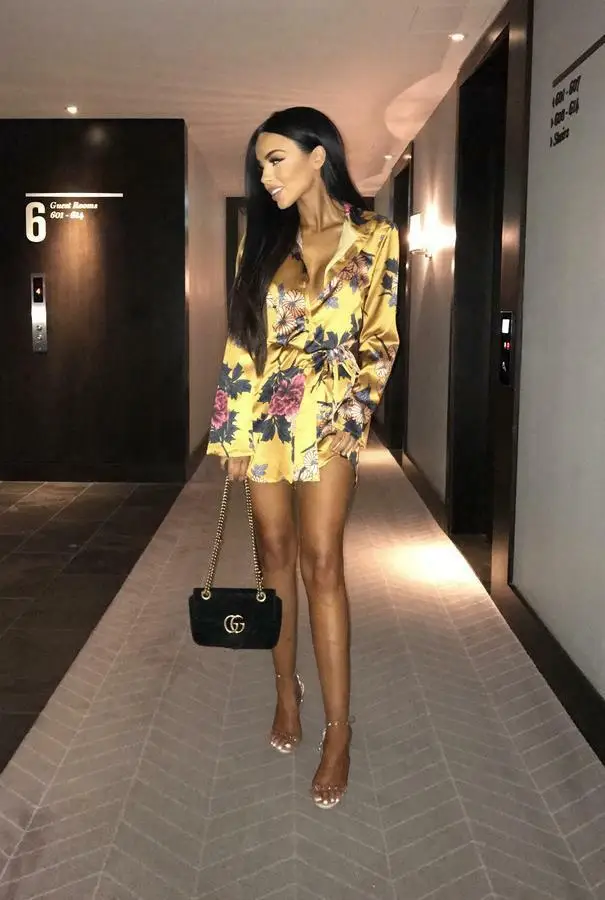 Женское шелковое платье мини с длинным рукавом и V-образным вырезом | Женская