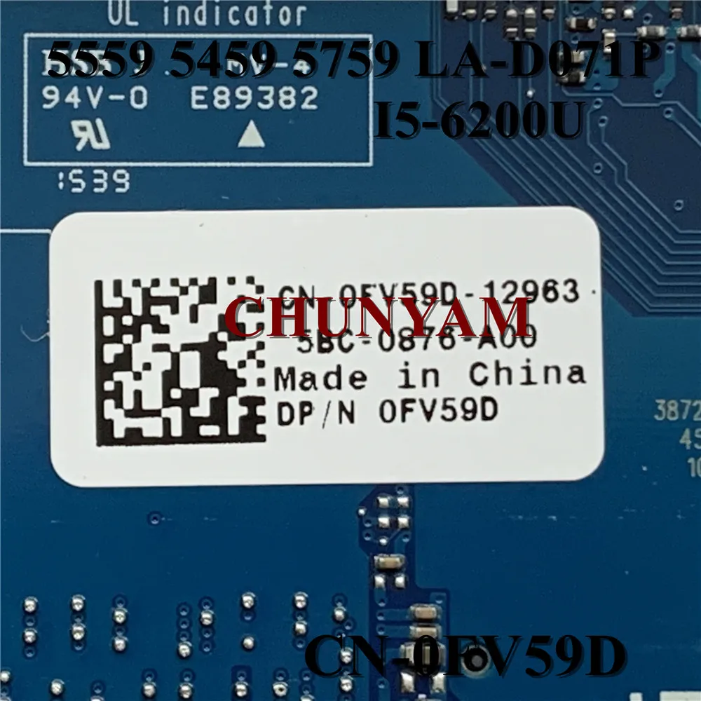 Восстановленная Рабочая деталь для Dell Inspiron 15 5559 5459 5759 Материнская плата ноутбука