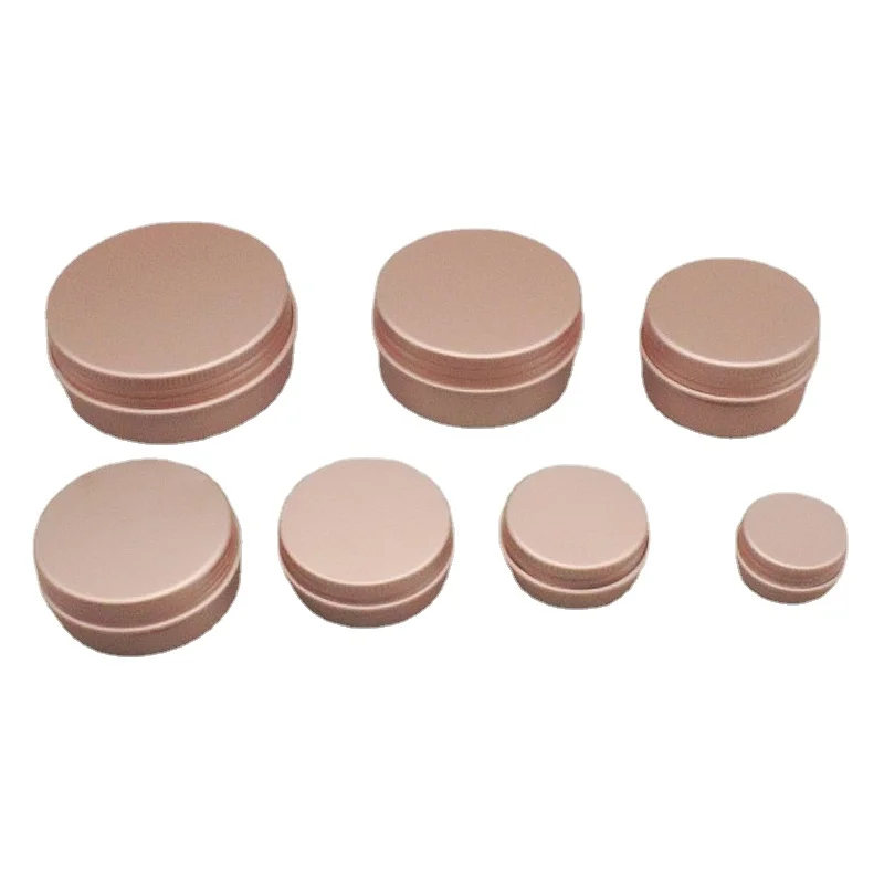 

50PCS Rose Gold Screw Thread Empty Aluminum Cream Jar Tin Cosmetic Lip Balm Containers Nail Decor Crafts Pot Refillable Bottles