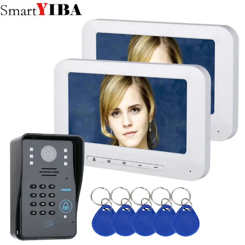 818MJSA12 SmartYIBA 7 дюймов ID карта Видео дверной телефон домашний комплект дверная камера видеодомофон дом семьи дверной звонок Система безопасности - Цвет: 818MJSA12