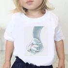 Слон Дамбо Футболка с принтом Топ Одежда для маленьких девочек Веселая Детская футболка с мультипликацией Диснея летняя одежда для мальчиков с коротким рукавом