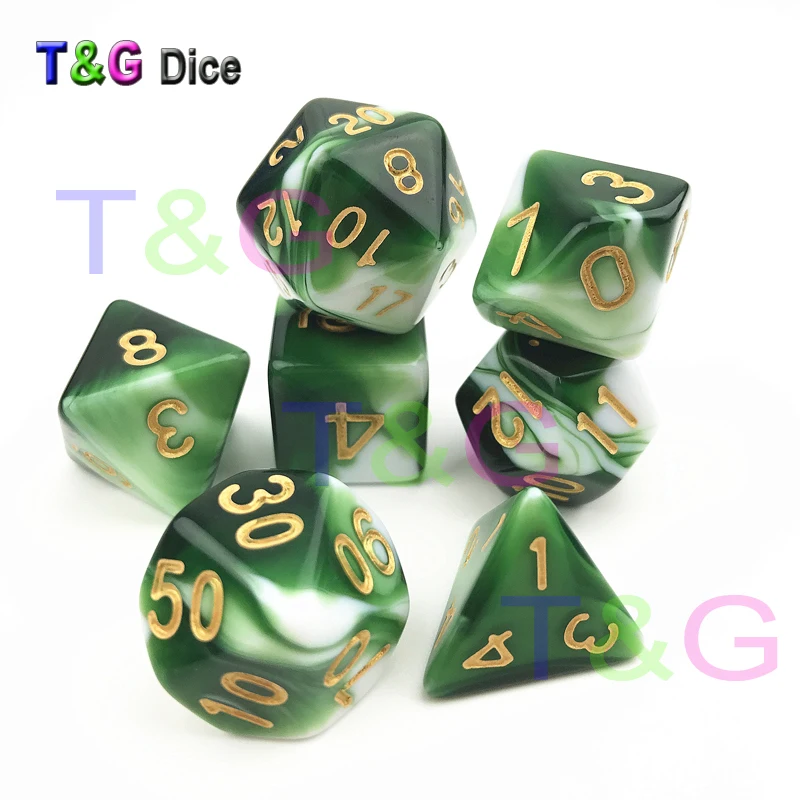 Новый прозрачный зеленый и белый цвет игральные кости D4 D20 игра DND|colored dice|dice colorwhite