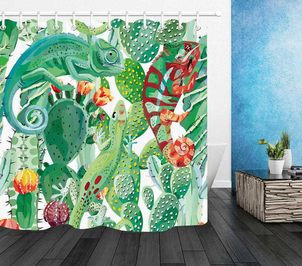 

Занавеска для ванной из полиэстера с изображением кактуса