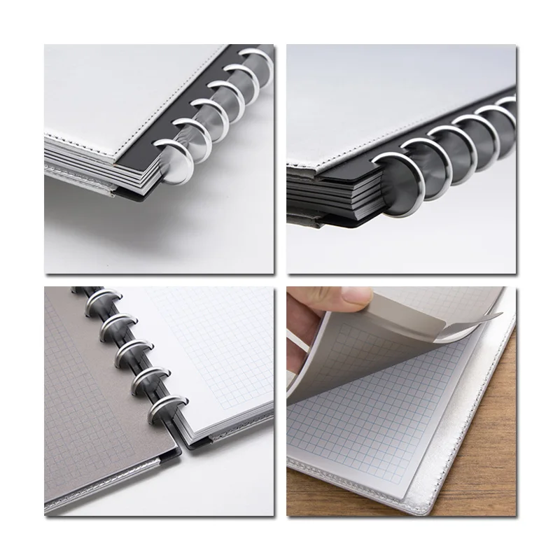 Новый кожаный блокнот А4 с грибным отверстием металлическим кольцом и кожаным