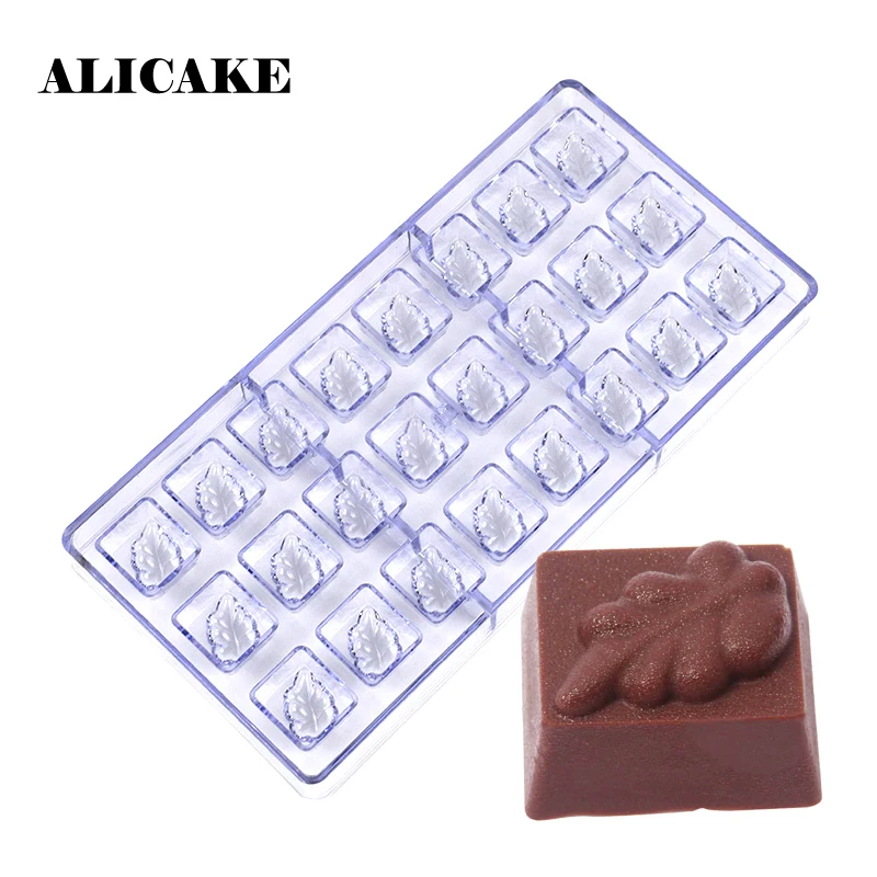 24 полости Пластиковая форма для шоколада листьев из поликарбоната выпечки