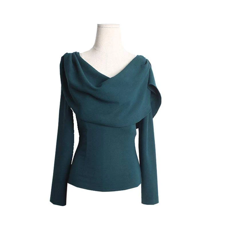 

Women 2019 Winter Elegant Blouses Shirts Sexy V Neck Casual Long Sleeve Asymmetrical Solid Blusas Tops Oversized
