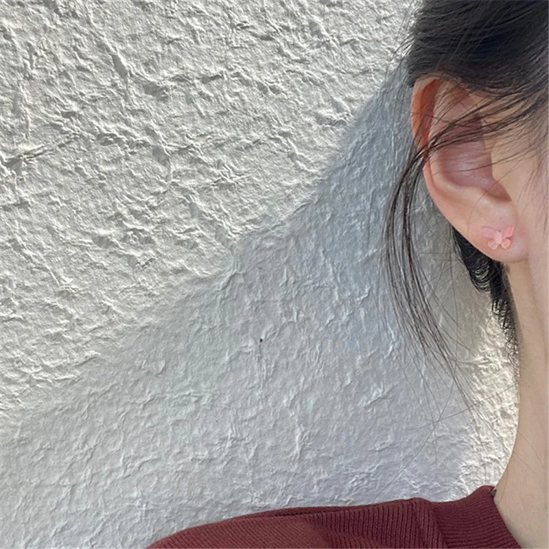 

Simple Colorful Fairy Stereo Butterfly Stud Earrings For Women Mini Cute Hypoallergenic Butterflies Earring Party Jewerly A954