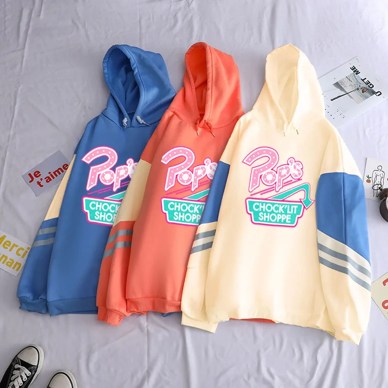 Женская толстовка с капюшоном флисовая контрастных цветов графическим принтом |