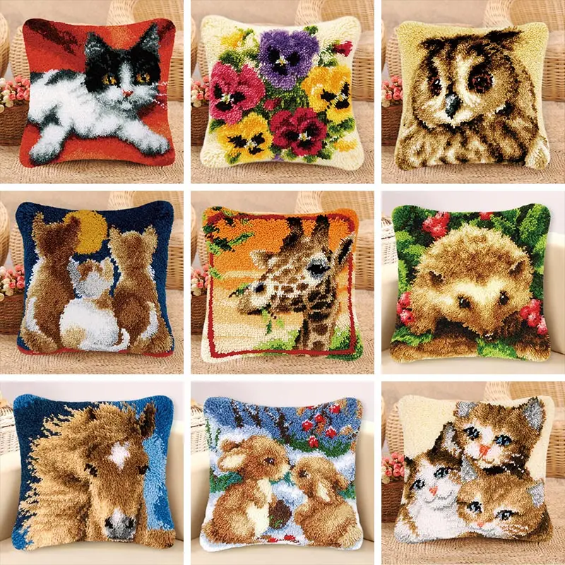 

37/43/50cm Latch Hook Cushion Pillow Cover Foamiran For Needlework Embroidery Cross Stitch Knooppakket Knoopkussen Latch Hook