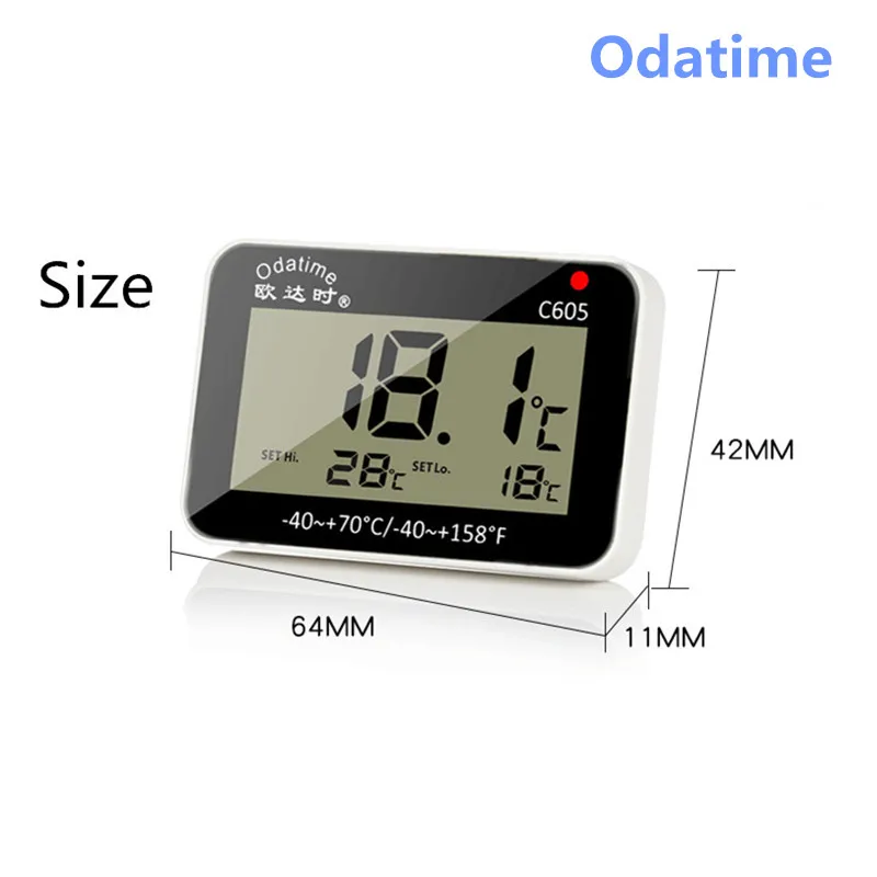 Odatime LCD Digital Screen Precision Refrigerator Thermometer Adjustable Stand Magnet Waterproof  Freezer Temperature Alarm enlarge