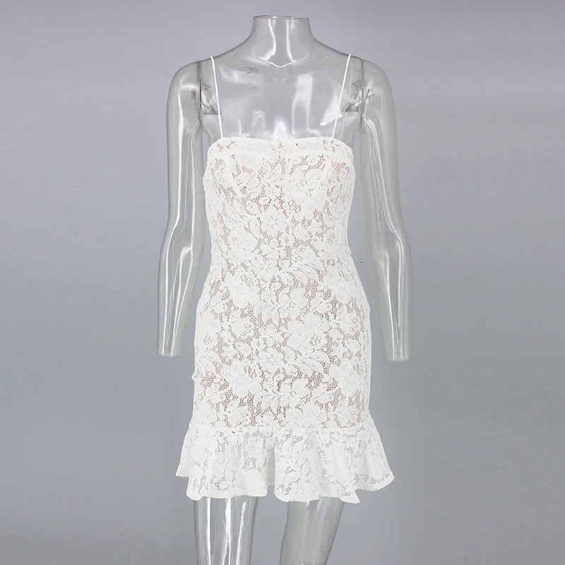 Женское кружевное платье Justchicc Элегантное повседневное без бретелек с открытой