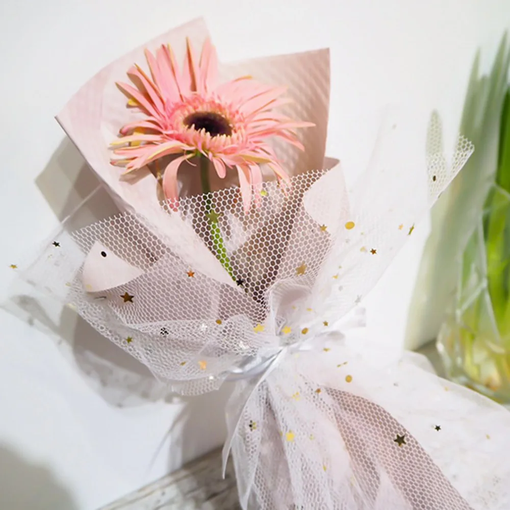 4.5M Korean Flower Wrapping Sequins Mesh Roll - DIY Scrapbook Craft Paper, Gift Wrapping, Florist Supplies, Bouquet Decor Material image 2