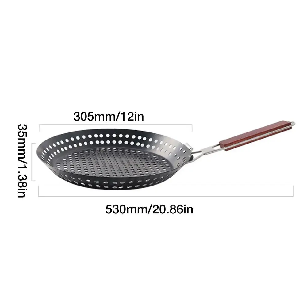 

Round Barbecue Tray with Folding Handle Multi-function Frying Pan