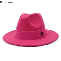 bauhinia ladies elegant wide brim jazz fedora hats winter autumn wool m letter ribbon party dress cap