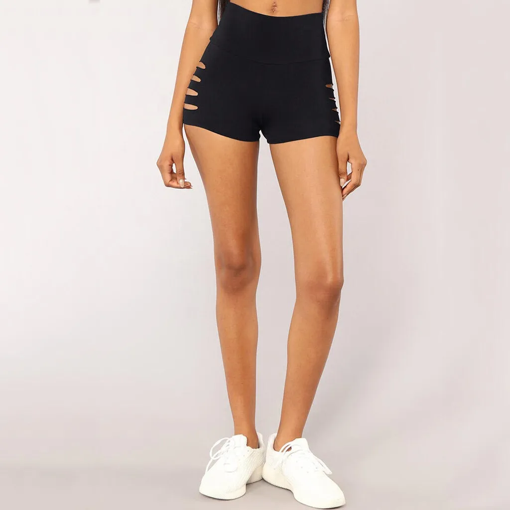 Женские летние шорты Однотонные эластичные леггинсы для фитнеса облегающие