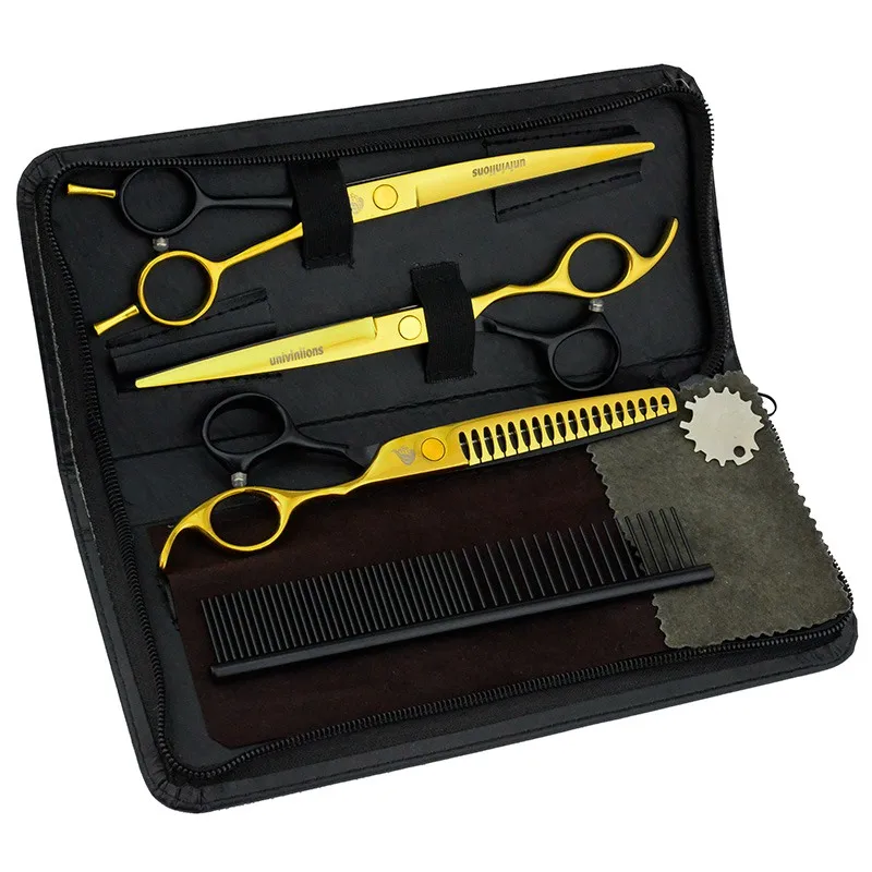 ZJQ-Shark Kit " univinlions черные Профессиональные ножницы для домашних животных, ножницы для стрижки собак, кошек, tesoura, ножницы для стрижки домашних животных, набор ножниц, Набор японских высококачественных ножниц - Цвет: ZJQ-Shark Kit