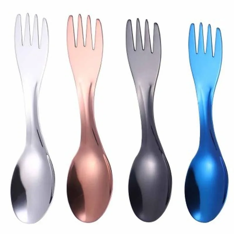 

Outdoor Backpack Flatware Ti Titanium Tableware Hike Cookware Utensil Cutlery Picnic Spork Fork Spoon Travel Camp Long Portable