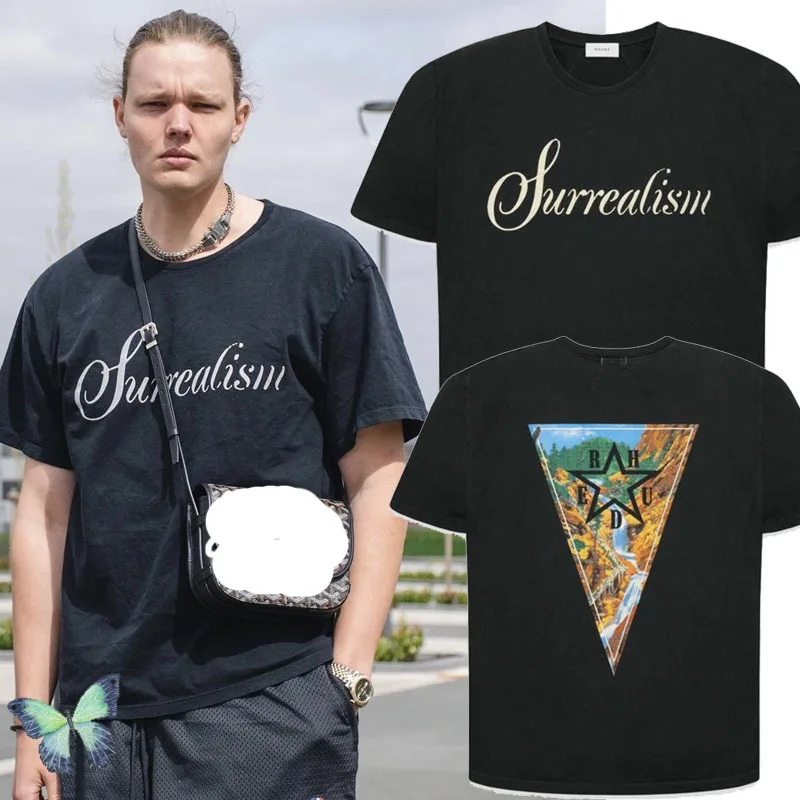 

RHUDE T-shirt Men Women Inverted Triangle Vintage Rhude T Shirt