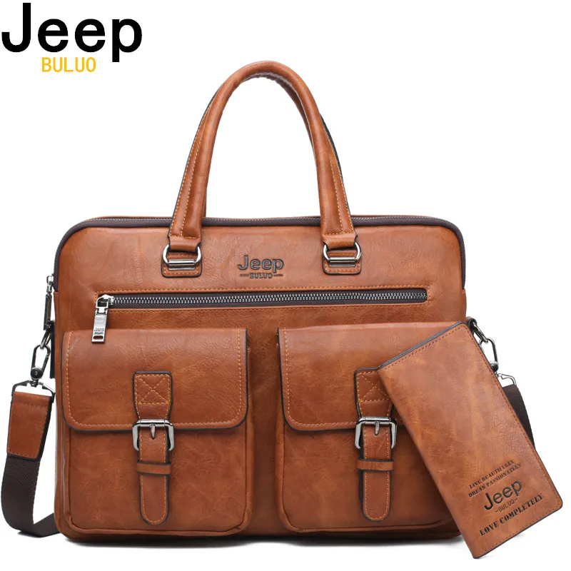 

Мужской портфель для ноутбука 13,3 д. jeep buluo, комплект, оранжевый портфель и кошелек, деловая сумка на плечевом ремне, кожаная сумка для офиса, в...