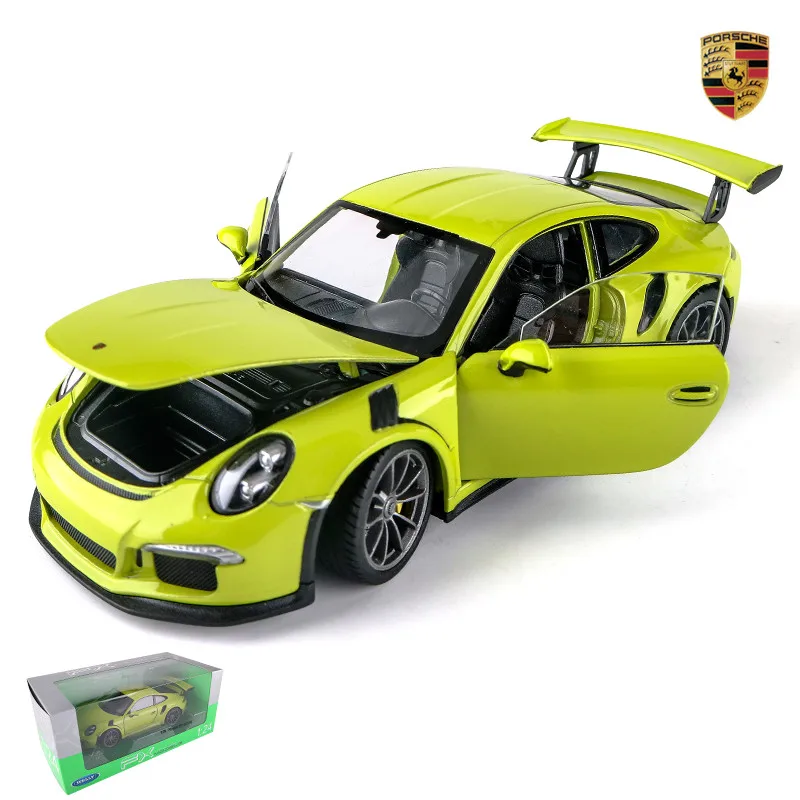 Welly 1:24 Porsche 911 GT3 RS с принтом в виде зеленой машинки брелок для автомобильных ключей