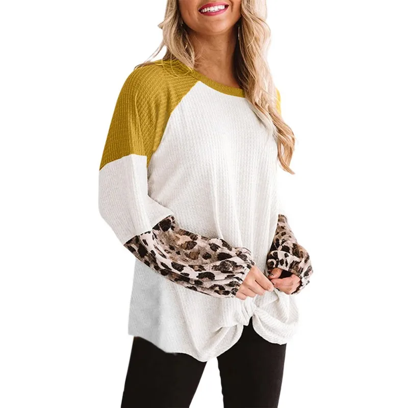 

Autumn Fashion Women's Loose Clothing Explosion Leopard Pattern Hua Wild Long-sleeved European T-shirt