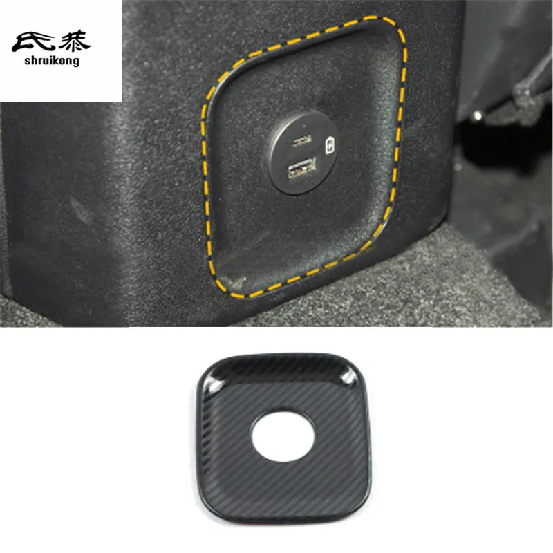 

1PC Stainless Steel Carbon Fiber Grain Rear USB Interface Decoration Cover for 2020-2021 FORD ESCAPE