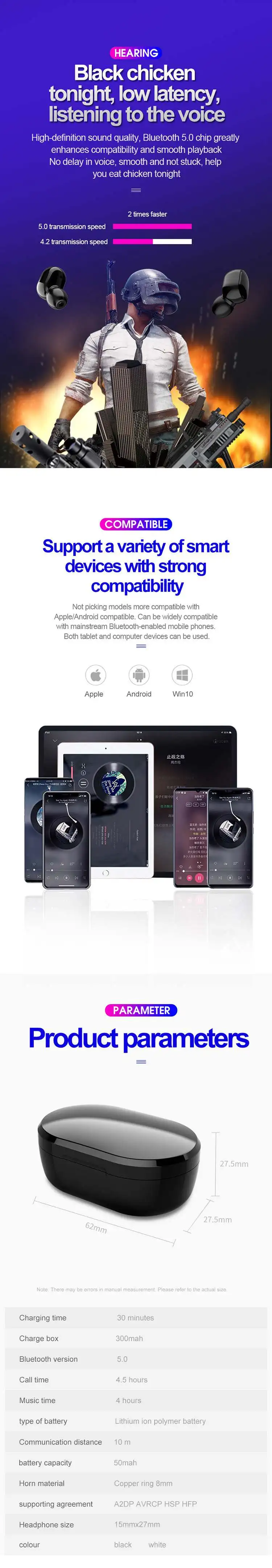 CLAITE M1 TWS Наушники Беспроводные bluetooth 5,0 стерео графеновые наушники бинауральные звонки IPX6 водонепроницаемые HiFi наушники для Xiaomi