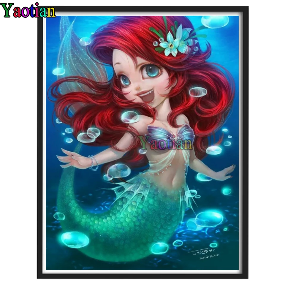 

Мультфильм Русалка девочка домашнее искусство алмазная живопись своими руками Алмазная вышивка полная квадратная круглая Алмазная мозаик...