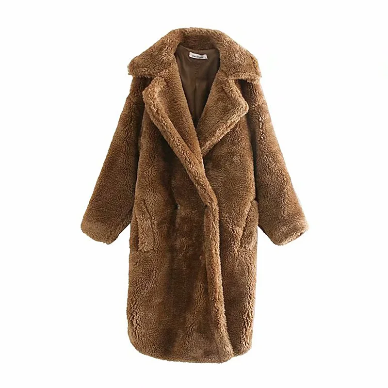 Зимнее женское высококачественное пальто из искусственного меха роскошное