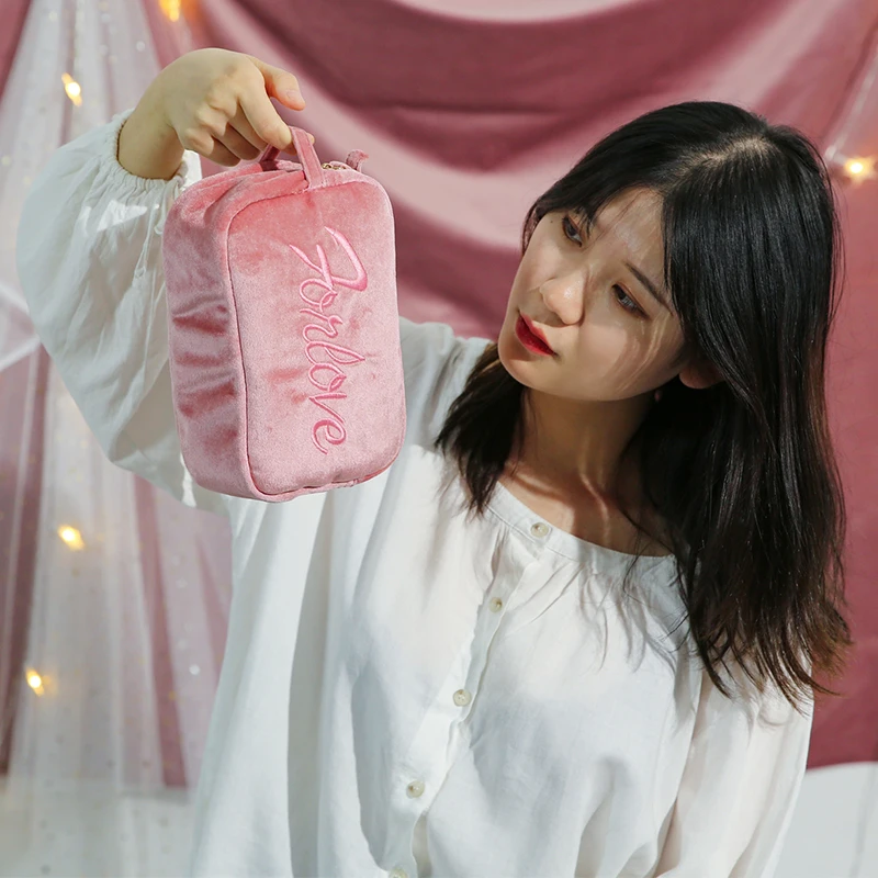 M розовые женские бархатные сумки для хранения косметических помад таможенные