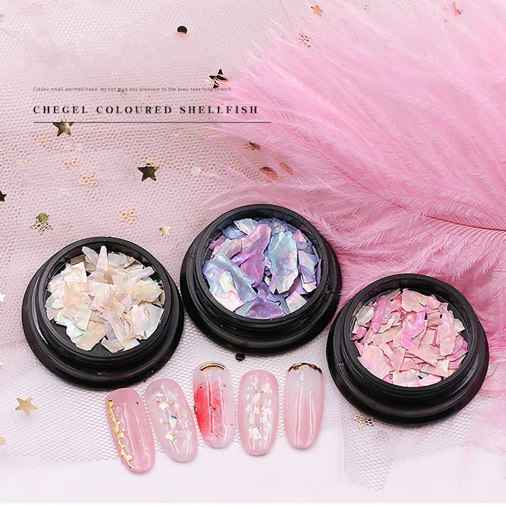 1 коробка смешанные блестящего искусства натуральных ногтей оболочки хлопья для