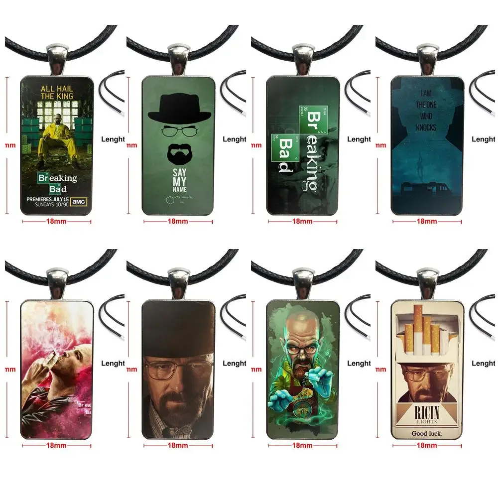 Breaking Bad Вальтер Уайт Джесси Пинкман для унисекс-подарка ожерелье модного длинного цепочки с прямоугольным ювелирным изделием.