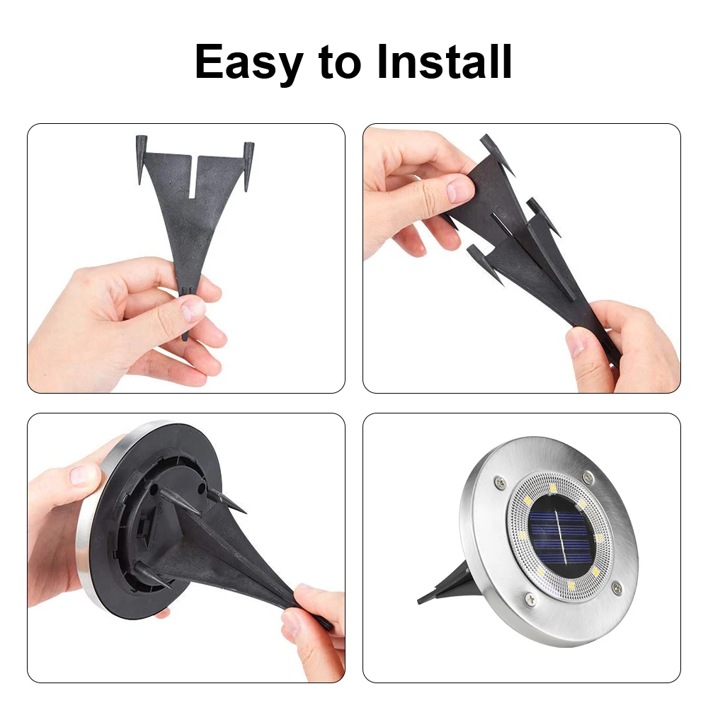 구매 팝 1/4/8pcs 8Led 태양 정원 빛 방수 지상 야외 RGB 태양 램프 통로 야드 갑판 거리 파티 장식 조명