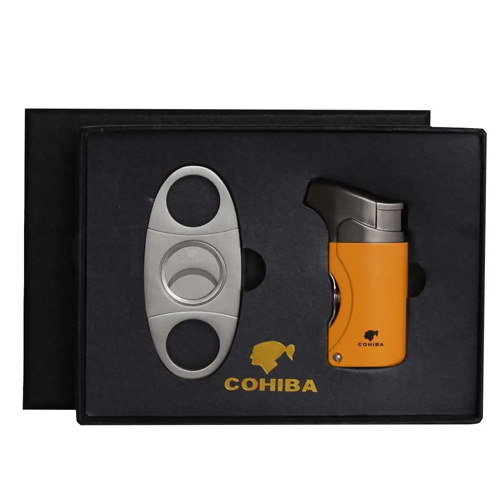 COHIBA набор 1 зажигалка с горелкой газовая ветрозащитная Бутановая Зажигалка