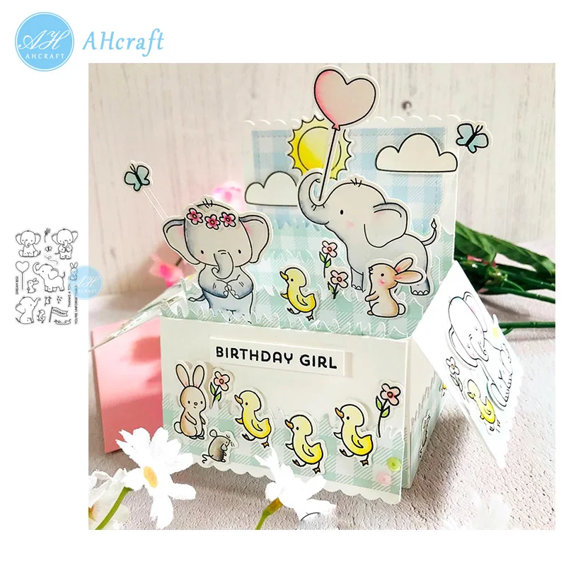 Штампы и штампы для фотоальбома AHcraft Elephant Friends силиконовые прозрачные с