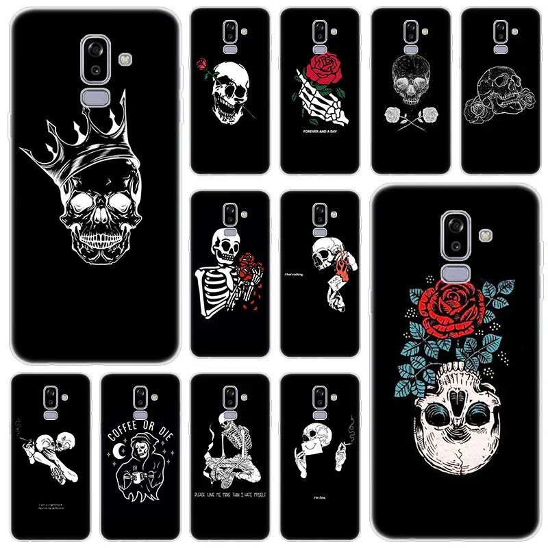 Хит Черный силиконовый чехол с изображением скелета Бог смерти для Samsung Galaxy J2 Pro J4