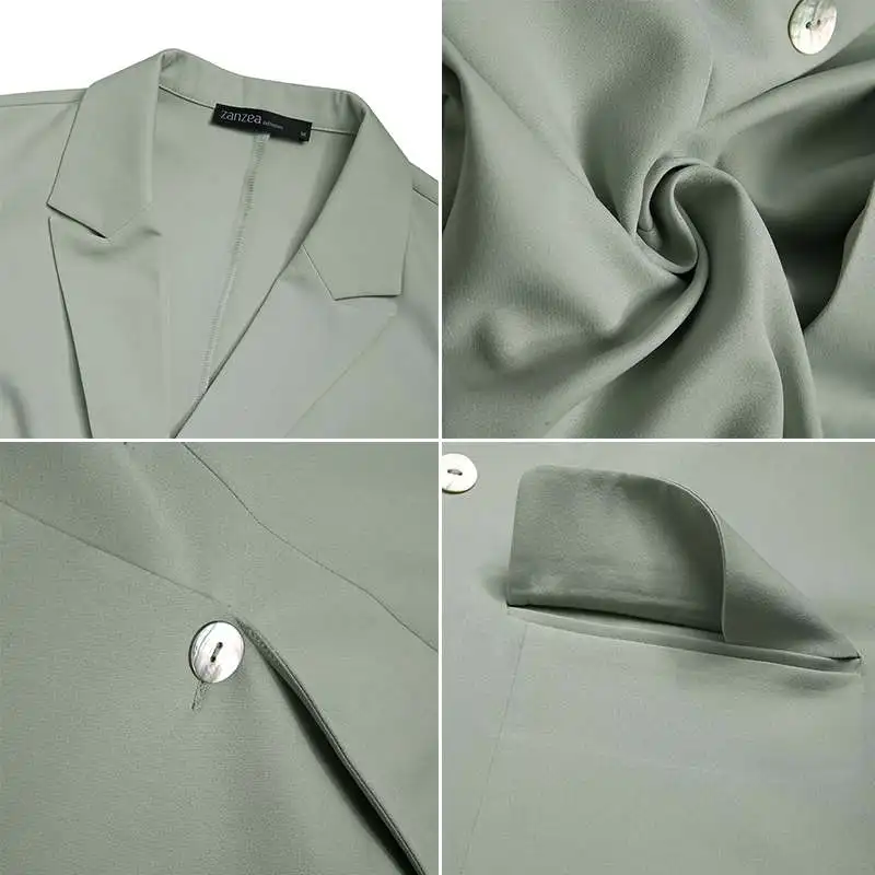 

ZANZEA Elegant Women's Blazers Coats Casual Autumn Long Sleeve Single Button Thin Jackets Plus Size Outwears Female Suits Blazer