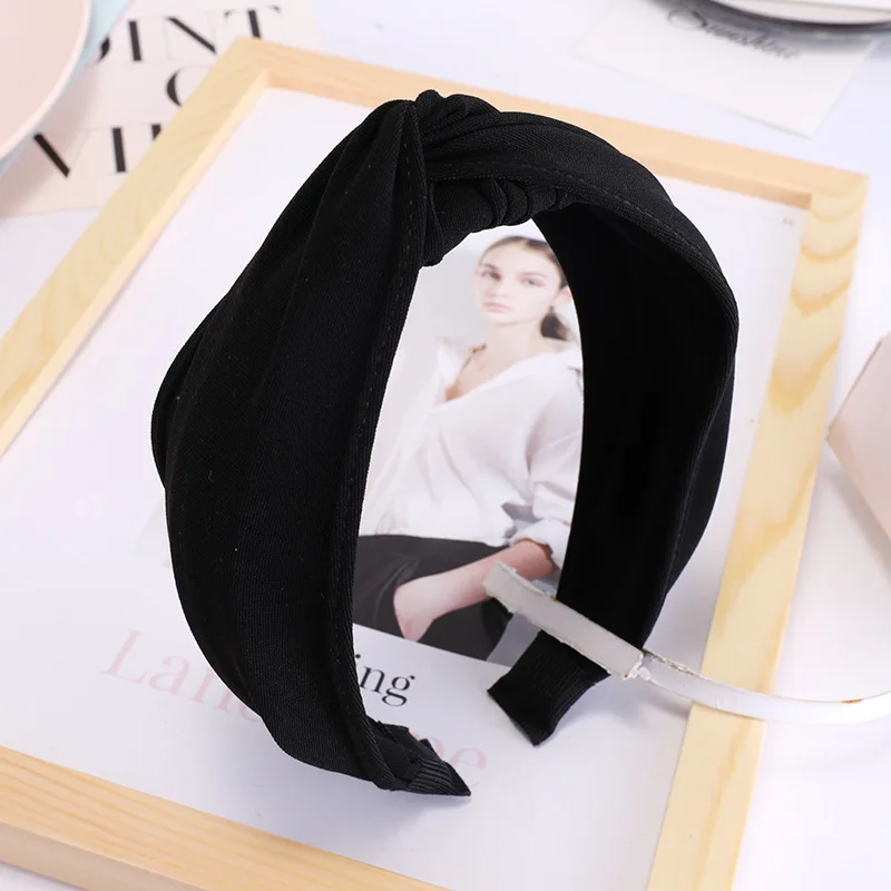 2021New Solid Color Cloth Cross Hairband Headband Turban for Women Lady Wide Plastic Hair Hoop Bezel Bands Accessories |