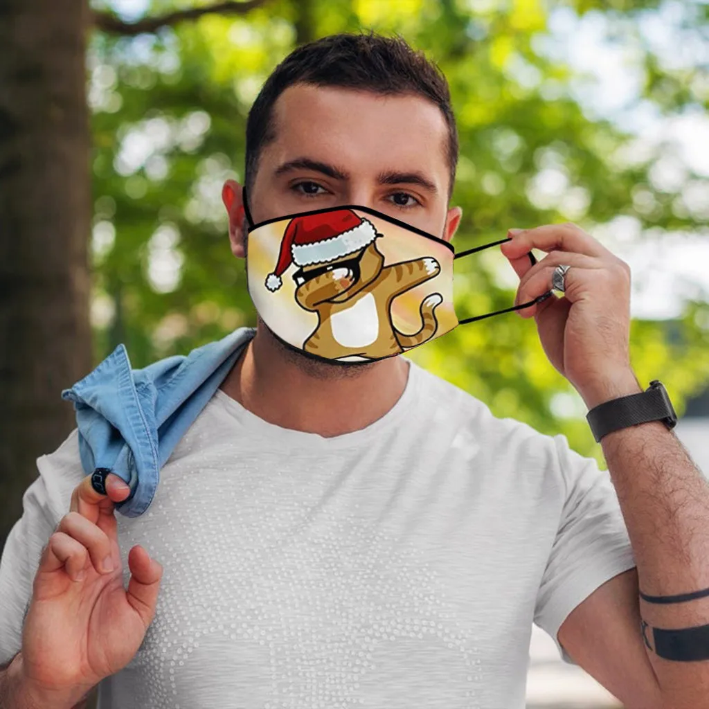 

Christmas Print Outdoor Sports Cycling Face Mask Reusable Breathable Multi-Purpose Face Cover Half Face Facemask Masque #4