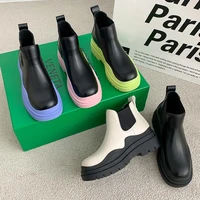 new luxury chelsea boots women ankle boots chunky winter shoes platform ankle boots slip on chunky heel boot brand designer