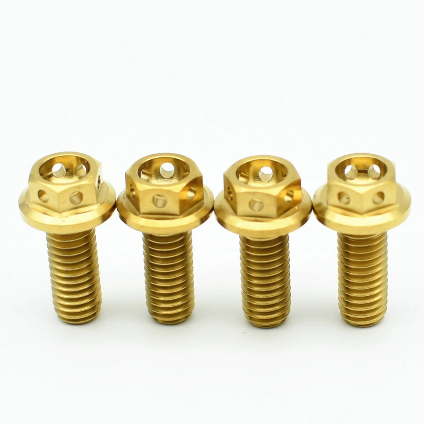 Титановые болты M6 10-50 мм DIY MTB Ti/Gold/Muticolor полый фланец с наружной шестигранной головкой Ti винты Ti Упаковка застежек из 4 штук