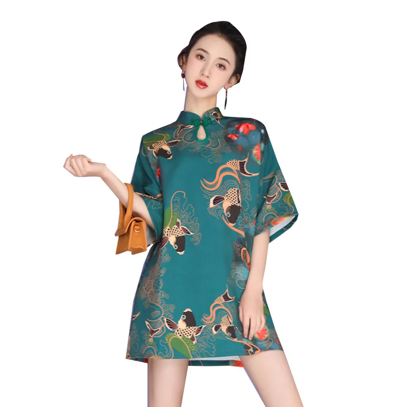 

New Improved Cheongsam Dress Daily Young Girls Fashion Loose Short