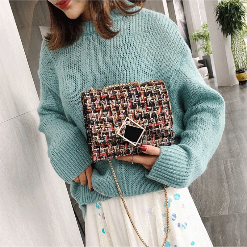 Женская сумка на плечо модная Стеганая с цепочкой кожаная через сумка-мессенджер