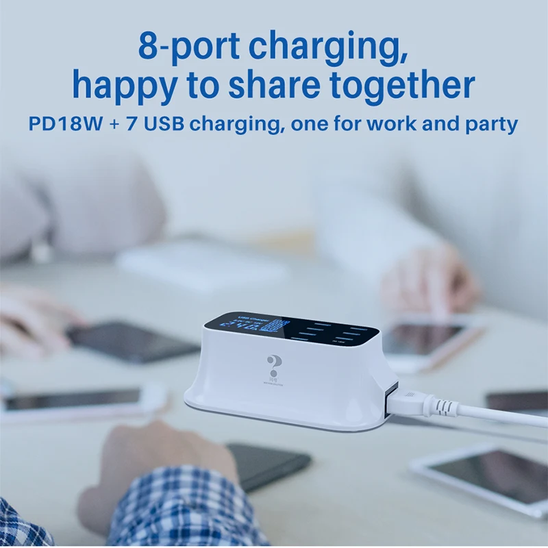 

PD-18W multi port smart charger universal for mobile phones Xiaomi Huawei Samsung iphone X11pro display screen usb fast charger