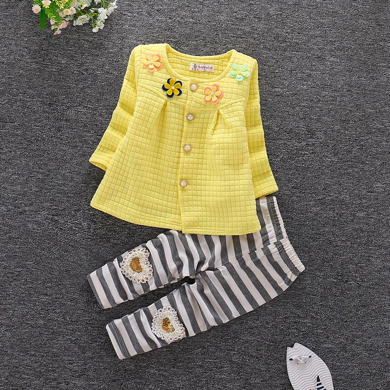 Демисезонная детская модная одежда полосатая куртка для маленьких девочек штаны