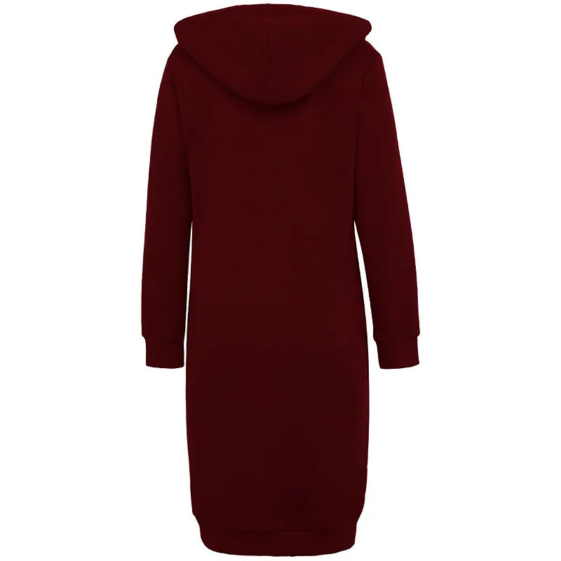 

Women Zip-up Hoodies Sweatshirts Autumn Solid Color Long Sleeve Casual Loose Long Section Coat Sweatshirts